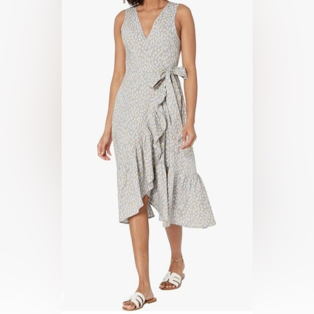 Madewell $148 Jordan CASCADING RUFFLE Wrap Dress  daisy floral India cotton